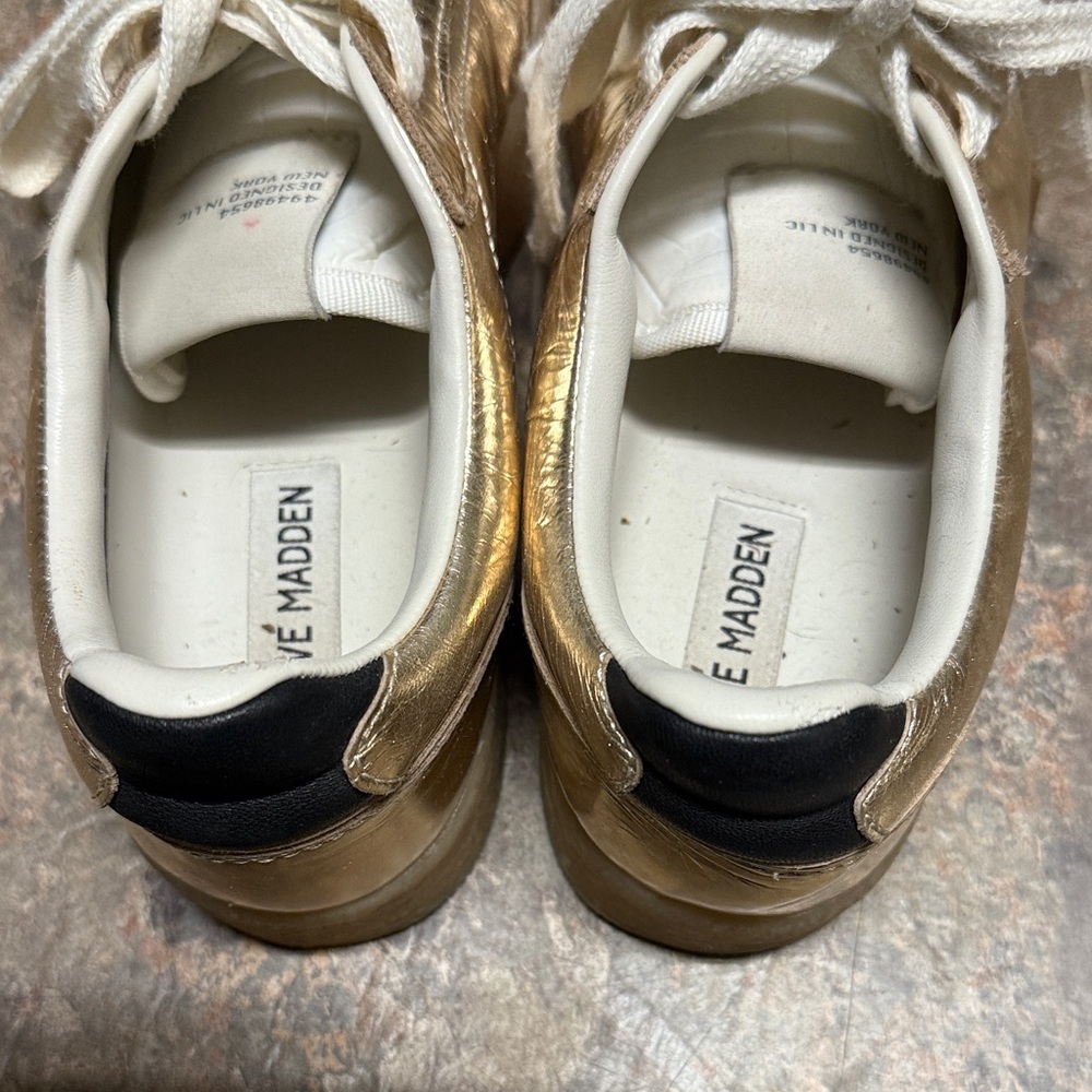 Steve Madden Metallic Gold Women's Sneakers - Picture 7 of 11